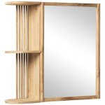 Armoire murale de salle de bain en teck avec miroir et niches - coloris naturel - cimahi