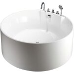 Vente - unique - baignoire lot ronde avec robinetterie - 373 l - 150 x 150 x 58 cm - blanche - linda ...