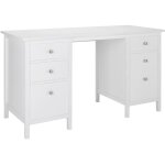 Vente - unique - bureau albane - 4 tiroirs - 1 porte - pin blanc Vente - unique - bureau albane - 4 tiroirs - 1 porte - pin blanc