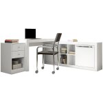 Vente - unique - bureau d'angle - 2 tiroirs et 2 portes - coloris : blanc - evan