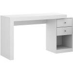 Vente - unique - bureau extensible 2 tiroirs et 1 niche - coloris : blanc - evan
