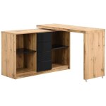 Vente - unique - bureau extensible avec plateau pivotant 360� - mdf - naturel et noir - pavelo