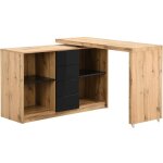 Vente - unique - bureau extensible avec plateau pivotant 360 - mdf - naturel et noir - pavelo