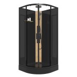 Vente - unique - cabine de douche hydromassante en quart de cercle avec panneau en bambou - noir - l90 ...