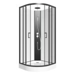 Vente - unique - cabine de douche quart de cercle - hauteur ajustable - l80 x l80 x h200 / 220 cm - noir ...