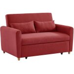 Vente - unique - canap� 2 places convertible en tissu rouge ayla