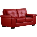 Vente - unique - canap 2 places en cuir hazel - rouge
