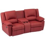 Canapé 2 places relax en cuir de vachette rouge aroma Canapé 2 places relax en cuir de vachette rouge aroma