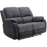 Vente - unique - canap 2 places relax en microfibre et simili gris et noir brody