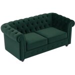 Vente - unique - canap� 2 places en velours vert chesterfield