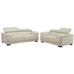 Vente - unique - canap�s 3 places et 2 places en cuir macelo - ivoire