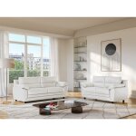 Vente - unique - canap�s 3 places et 2 places manoa en simili - blanc