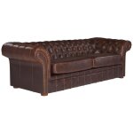 Vente - unique - canap 3 places chesterfield clotaire 100% cuir vieilli