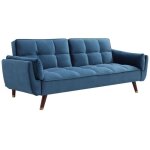 Vente - unique - canap 3 places convertible clic - clac en velours bleu gulcan