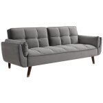 Vente - unique - canap� 3 places convertible clic - clac en velours gris gulcan