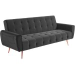 Vente - unique - canap 3 places convertible clic - clac en velours polani - anthracite