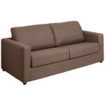 Vente - unique - canap� 3 places convertible express en tissu marron couchage 140 cm - matelas 14 cm ...