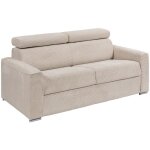 Vente - unique - canap 3 places convertible express en velours ctel beige - couchage 140 cm - matelas ...
