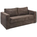 Vente - unique - canap� 3 places convertible express en velours c�tel� marron - couchage 140 cm - matelas ...