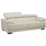 Vente - unique - canap� 3 places en cuir macelo - ivoire