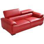 Vente - unique - canap� 3 places en cuir macelo - rouge