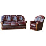 Vente - unique - canap 3 places et un fauteuil 100% cuir de buffle bordeaux daphne