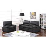 Vente - unique - canapé 3 places et un fauteuil en cuir de buffle mimas - noir Vente - unique - canapé 3 places et un fauteuil en cuir de buffle mimas - noir
