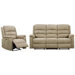 Vente - unique - canap� 3 places et fauteuil relax �lectrique en tissu taupe nevers