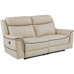 Vente - unique - canapé 3 places relax électrique en cuir beige adelio Vente - unique - canapé 3 places relax électrique en cuir beige adelio