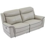Vente - unique - canap 3 places relax lectrique en cuir gris clair adelio