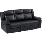 Vente - unique - canapé 3 places relax électrique en cuir avec tablette noir kenneth Vente - unique - canapé 3 places relax électrique en cuir avec tablette noir kenneth