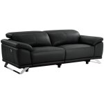 Vente - unique - canap 3 places relax lectrique en cuir de vachette noir azidee ii