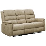 Vente - unique - canap� 3 places relax �lectrique en tissu taupe avec tablette nevers