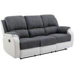 Vente - unique - canapé 3 places relax en microfibre et simili gris et blanc brody Vente - unique - canapé 3 places relax en microfibre et simili gris et blanc brody