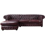 Vente - unique - canap� d'angle chesterfield brenton 100% cuir de buffle - bordeaux - angle gauche