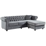 Vente - unique - canap d'angle chesterfield rversible toledo en velours - anthracite