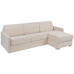 Vente - unique - canap� d'angle convertible express et r�versible en tissu beige - couchage 160 cm - ...