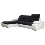 Vente - unique - canapé d'angle convertible en tissu et simili mirabeau - bicolore noir / blanc - angle ... Vente - unique - canapé d'angle convertible en tissu et simili mirabeau - bicolore noir / blanc - angle ...