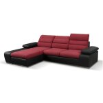 Vente - unique - canapé d'angle convertible en tissu et simili mirabeau - bicolore rouge / noir - angle ... Vente - unique - canapé d'angle convertible en tissu et simili mirabeau - bicolore rouge / noir - angle ...