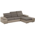 Vente - unique - canapé d'angle convertible en tissu et simili mirabeau - taupe - angle droit Vente - unique - canapé d'angle convertible en tissu et simili mirabeau - taupe - angle droit