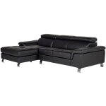 Vente - unique - canap� d'angle cuir mishima - noir - angle gauche