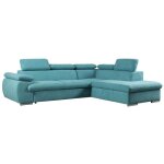 Vente - unique - canap d'angle droit convertible en tissu turquoise avec coffre de rangement fabien