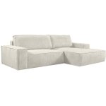 Vente - unique - canap� d'angle droit convertible en velours c�tel� beige amelia