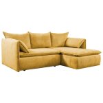 Vente - unique - canap d'angle droit convertible en velours ctel fines ctes jaune moutarde teodora ...