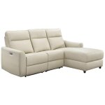 Vente - unique - canap d'angle droit relax lectrique en cuir beige ispica