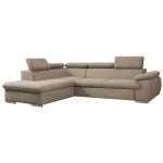 Vente - unique - canap� d'angle gauche convertible en tissu beige avec coffre de rangement fabien