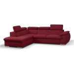 Vente - unique - canapé d'angle gauche convertible en tissu rouge avec coffre de rangement fabien Vente - unique - canapé d'angle gauche convertible en tissu rouge avec coffre de rangement fabien