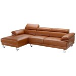Vente - unique - canap d'angle gauche en cuir premium camel excelsiora