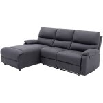 Vente - unique - canap� d'angle gauche relax �lectrique en tissu gris anthracite lunano