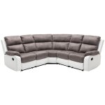 Vente - unique - canap� d'angle relax gris et blanc en microfibre et simili tolzano